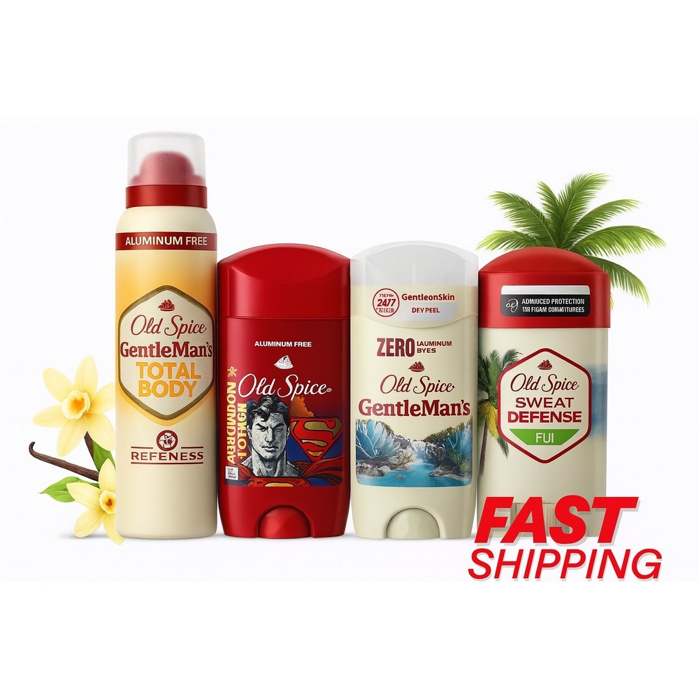 Old Spice Deodorant Bundle‎ 4 Pack Spray & Sticks Variety Scents Men Freshness